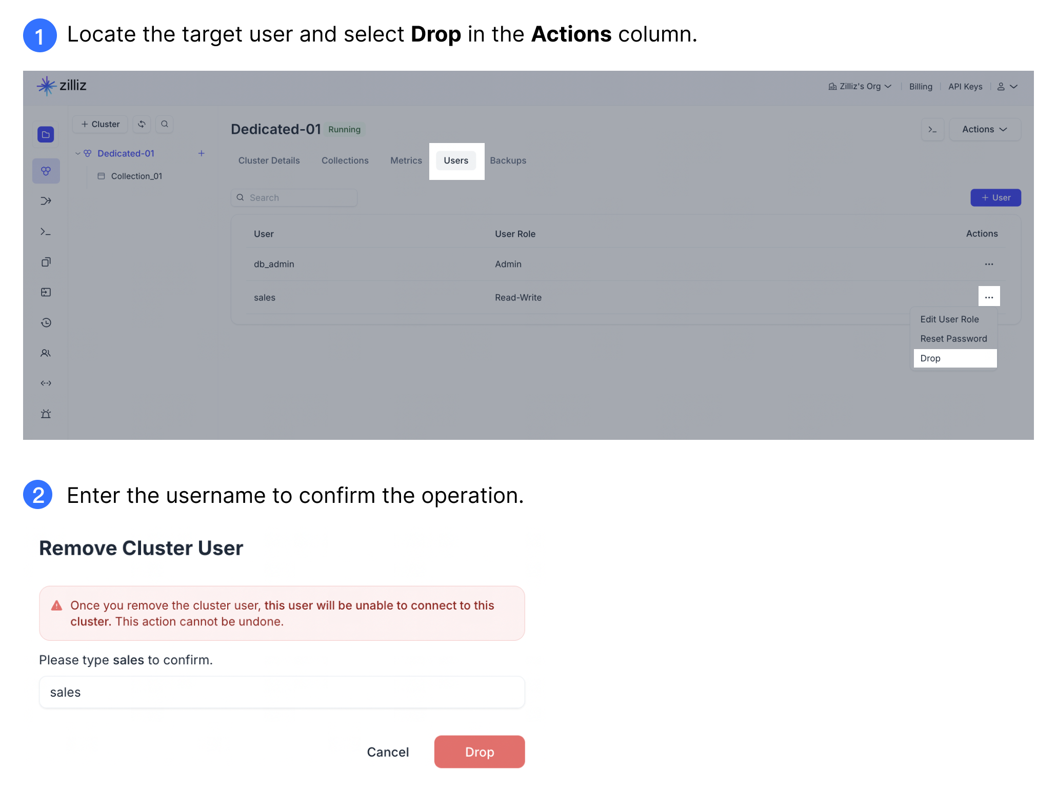 drop-cluster-user drop-cluster-user